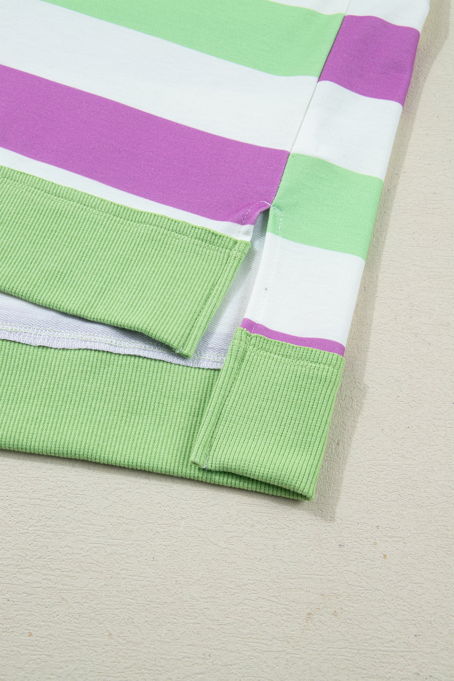 Green Stripe Lucky Clover Embroidered Graphic Dolman Loose Tee