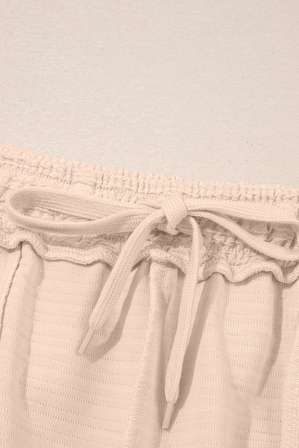 Apricot Textured V Neck T Shirt and Shorts Set